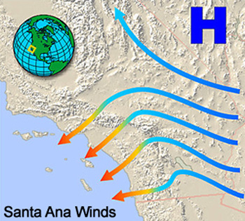 Santa Ana Winds map