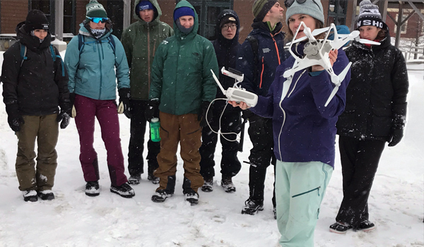 students and Phantom 4 drone