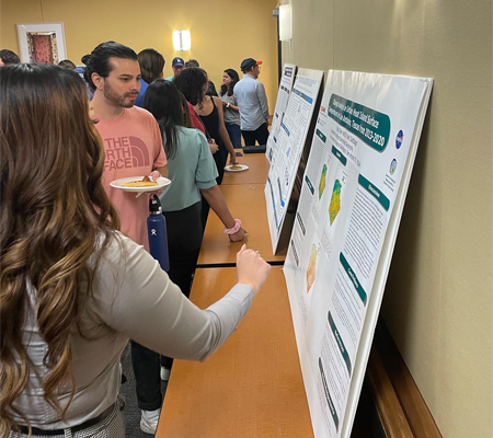 participants looking at research posters