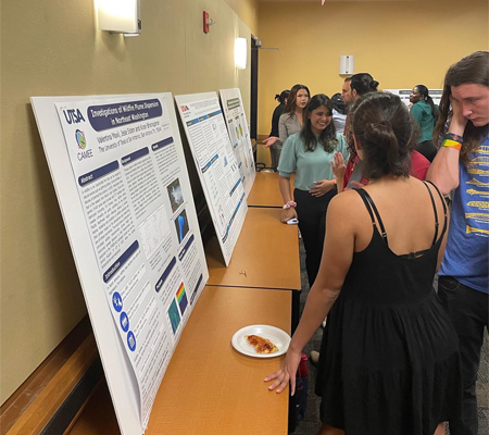 participants looking at research posters