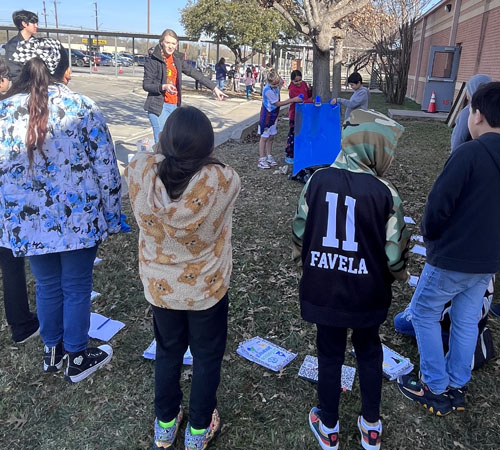 students outside