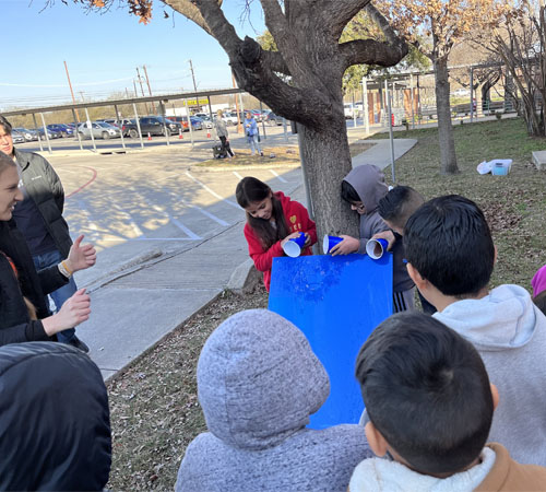 students outside