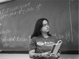 female student presenting