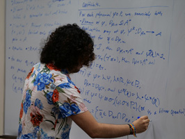 Luca Iovino writing on white board