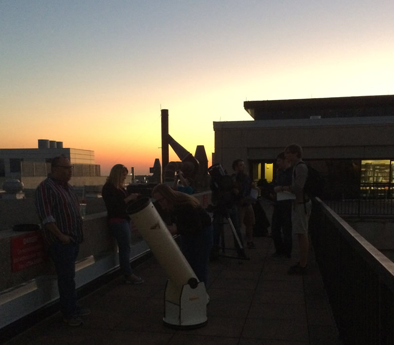 students and telescopes