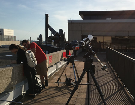 students and telescope