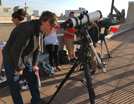 students and telescope