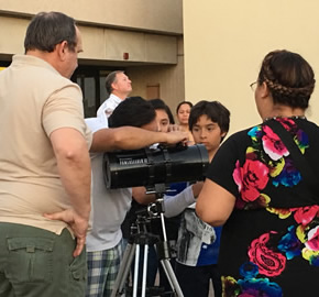 students and telescope