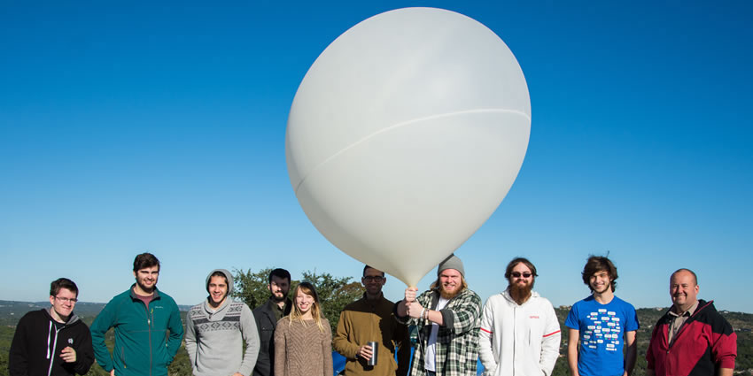 students and balloon