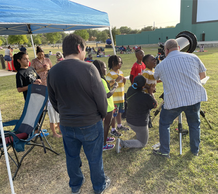 children and telescope