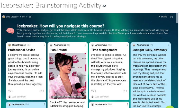 Padlet Icebreaker screenshot