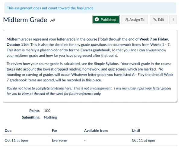 Canvas assignment description