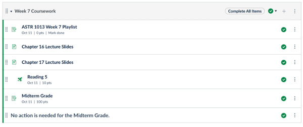 Canvas Midterm Grade in the Module list