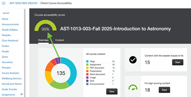 Course accessibility score 