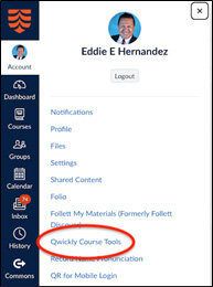 Qwickly Course Tools option on Canvas navigation box