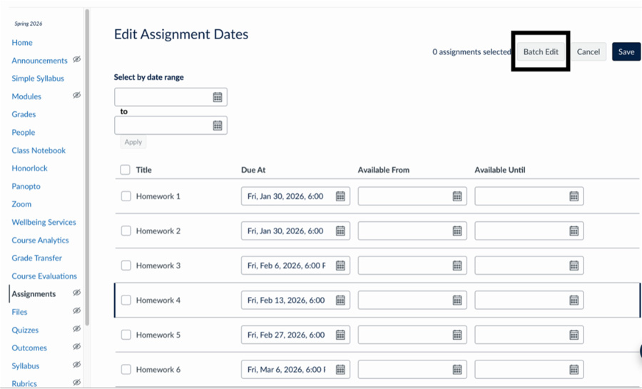 Batch Edit option in Canvas