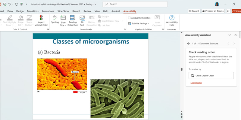 Check object order command