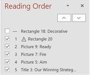 reading order with numbers next to each object