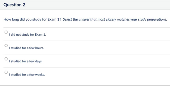 question 2: how long did you study
