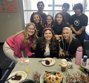 lab group celebrating birthday