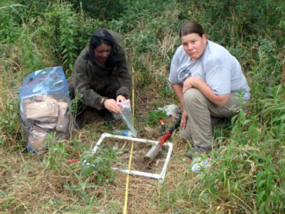 students in woods