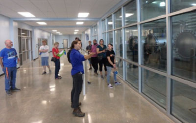 students touring plant