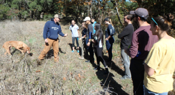 students in field