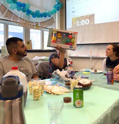 Vanessa opening gifts