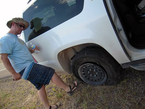 car with flat tire