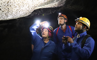 research team in cave