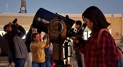 students and telescope