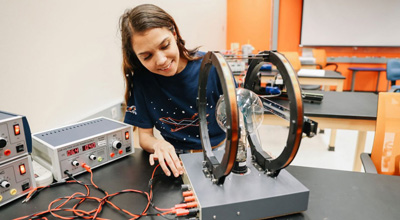 physics student in lab