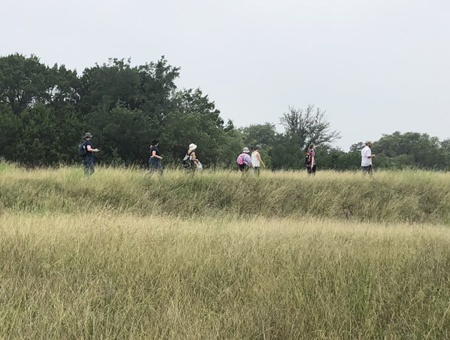 students in field