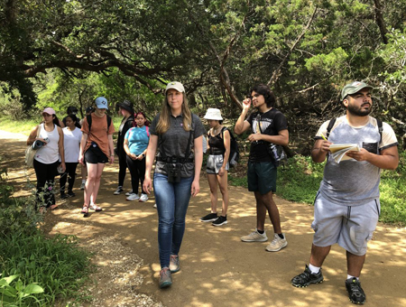 students hiking