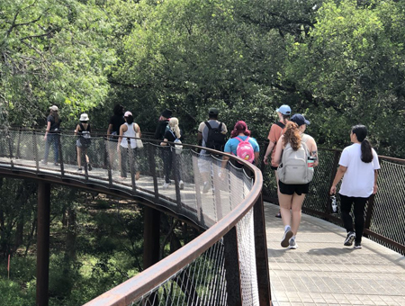 students hiking