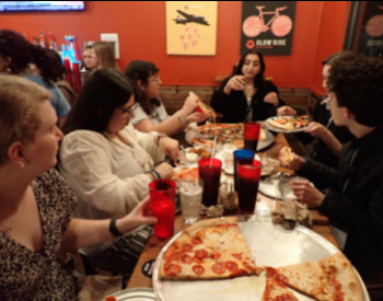 students at dinner