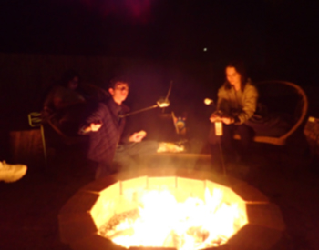 lab group roasting marshmallows 
