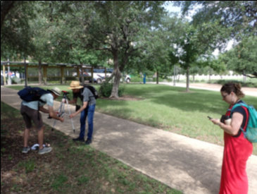 students setting up the decibel meter 