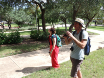 students surveying for birds