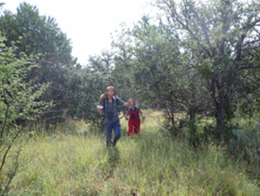students urveying birds in a mixed forest-grassland