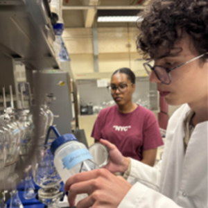Christian Romero and Hewan Demeksa filtering microplastics