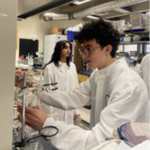 Christian Ramos and Ananya Seth filtering microplastics