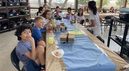 campers making insect boxes