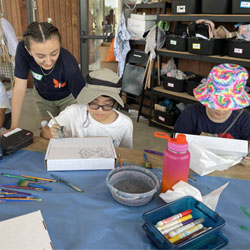 camper making insect box