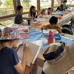 campers making insect boxes