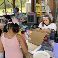 campers making insect boxes