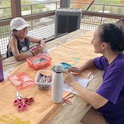 camper and camp counselor coloring