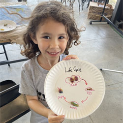 camper displaying life cycle artwork