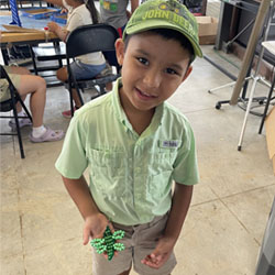 camper displaying bead key chain