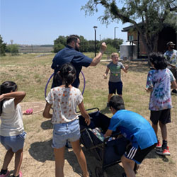 campers playing with water balloons